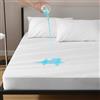 L'Emporio Casa Coprimaterasso Matrimoniale Impermeabile 160-170x190-200 cm con Angoli Bianco in Cotone e Microfibra Protezione per Letto Salva Materasso Traversa Traspirante Anallergico Lavabile in Lavatrice
