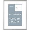 Pix FRAMES Cornice portafoto 40x50cm in alluminio con vetro acrilico | Cornice portafoto in metallo - Argento - Può essere appesa verticalmente e orizzontalmente