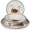 H&H Servizio Piatti Natalizio 18 Pezzi Wild Spirits in Stoneware Decorato - Con Illustrazioni di Animali tra la Neve - 6 Piani, 6 Fondi, 6 Frutta - Lavabile in Lavastoviglie e Adatto al Microonde