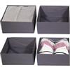 GAYSHI Confezione da 4 grandi organizer per cassetti, organizer per cassetti, scatole pieghevoli in tessuto per reggiseni, cosmetici, biancheria intima, sciarpe, scaffali, grigio