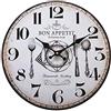Rebecca Mobili Orologio Vintage da Parete, Orologi da Appendere, Legno Mdf, Bianco Marrone, per Cucina Sala da Pranzo - Diametro: 33,8 x P 4 cm - Art. RE6466