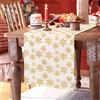 BonBotimen Runner da Tavola in Lino Oro Fiocchi di Neve Natale Stagionale Inverno Natale Bianco Festa Cucina Tavolo da Pranzo Decorazione per Interni ed Esterni Casa Festa Decorazione 33 x 183 cm