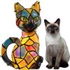 Aohcae Lampada a forma di gatto a forma di mosaico, lampada Tiffany a forma di gatto, bella lampada vintage a forma di animale in resina, tavolo USB 3D con design animale, ideale come regalo per gli
