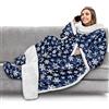 PAVILIA Coperta in pile con maniche, tasche per i piedi, per donne, uomini e adulti, calda coperta indossabile in peluche, regalo utile