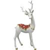 Viron Statuetta Renna 15x7x30h cm Decorazione Natalizia in Resina Dipinta a Mano Bianca con Dettagli Rosso e Oro