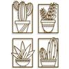 Tres Aristas Set di 4 quadri minimalisti di cactus, arte lineare moderna, decorazione da parete per soggiorno, camera da letto o ufficio, quadri originali (bronzo)