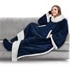 PAVILIA Coperta in pile con maniche, tasche per i piedi, per donne, uomini e adulti, calda coperta indossabile in peluche, regalo utile