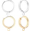Beebeecraft 1 Scatola da 16 Ganci per Orecchini in Argento Placcato Oro 24K e Argento Sterling 201 Ganci A Leva Rotondi Piccoli in Acciaio Inossidabile con 316 perni per Orecchini in Acciaio