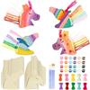 Qichan 24 Pezzi Cavalli In Legno Fai Da Te per Bambini, Lavoretti Creativi per Bambini con 10 Matasse da 8m di Filo, 24 Colori e 4 Pennelli, Kit Creativo Bambina per Feste di Compleanno