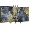 YS-Art Quadro Astratto Blu e Oro, Arte Materica Moderna Dipinta a Mano