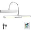 BIGMONAT Lampada da Parete Ricaricabile di Immagine, Luce di Riempimento Senza Fili Del Bagno, con Telecomando, Testa Rotante Della Lampada, con 12 Schermi di Regolazione del Colore,Silver
