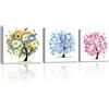 PIY PAINTING 3pcs Quadri Astratti Su Tela Albero Della Vita Stampe Da Parete Natura Poster Da Parete Stampa Artistica Intelaiata Stampe d'Arte Quadro Decorazione Murale Soggiorno Ufficio 30x30 cm