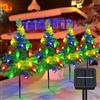 Ninonly Albero di Natale con Luce Solare, 4 Pezzi Luci Albero con 80 LED Catena Luminosa Fragola, Luci Solari Natalizie Esterno Impermeabile, Lampade Solari Natalizie Decorazioni per Giardino Patio Cortile