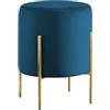 Il Gruppone Passione Casa IlGruppone Pouf Poggiapiedi in Velluto con Gambe Dorate Elegante Imbottito Sgabello per Toeletta Mobile Trucco Ottomano Ingresso Tavolino - Petrolio