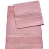 Vingi Coppia Asciugamani in Spugna (Viso e ospite) con Tela Aida da ricamare Colore Rosa