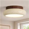 Qamra Plafoniera LED Stile Wabi-Sabi, Pietra Naturale 20 cm Lampada da Soffitto | Lampada da Soggiorno Moderna Stile Base in Metallo con Venatura del Legno, per Camera da Letto, Cucina, Ingressi e Corridoio