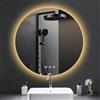 PESENXAN Specchio da bagno con illuminazione, 80 cm, specchio da bagno a LED con luce, anti-appannamento, 3 colori di luce, dimmerabile, interruttore touch, funzione di memoria, rotondo a risparmio