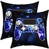 Loussiesd Federa per Cuscino Gamepad Galaxy Design Fulmine Viola Federa per Cuscino Gamepad per Divano Sofà Letto Videogiochi Gamer Cuscino Decorativo Federe per Cuscino Controller di Gioco 60x60cm Set di