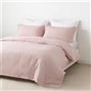 domus&trend - Set Letto Matrimoniale Copripiumino Cotone Percalle 100% 260x200 con tasca 40 cm + 2 Federe Cuscino Letto 50x80 - Rosa