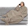 PAVILIA Coperta in pile con maniche, tasche per i piedi, per donne, uomini e adulti, calda coperta indossabile in peluche, regalo utile