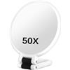 Générique Specchio ingranditore 50X, specchio da trucco ingranditore doppio lato con manico regolabile a 360°, design portatile/da parete/tavolo per il trucco, bianco, decorazione per la casa