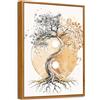 HALFLEMART Stampa su Tela Con Cornice Albero della vita Yin Yang Pittura Quadri su Tela Poster Buddismo Zen Beige Quadri Moderni Stampe da Parete Soggiorno Camera da Letto Sala da Pranzo Corridoio 30x40cm