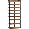 HOOBRO Scarpiera, Scaffale Portascarpe a 9 Ripiani, con Bordi Rialzati e 2 Ganci, Scaffale Portaoggetti, per Ingresso, Soggiorno, Camere da Letto, Marrone Vintage e Nero EBF850XJ01