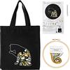 Hapihom Kit da ricamo per principianti con borsa da vela, telaio da ricamo, fili, aghi, fai da te, borsa per il trasporto nera, set con simpatici motivi di gatto e fiori e istruzioni (lingua italiana