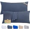 Terra Beds Federe 40 x 80 cm in Cotone Jersey 160 GSM - Set di 2 Federe Grigio Antracite con Chiusura Lampo, Tessuto a Maglia Elastico, Traspirante