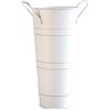 Generic Secchio per fiori in latta, supporto per fiori in metallo stile rustico, secchio francese retrò con manico, vaso per fiori portatile (bianco)