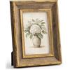 Afuly Vintage Cornice Foto 10x15 cm Retrò Legno Oro Decorativa Cornici Foto | Espositore flessibile da parete e da tavolo, retro facile da aprire, in vero vetro HD, regalo di compleanno per amici e