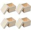 Sixfolo 4 Pezzi Piccole Scatole Quadrate in Legno Scatola Legno Portaoggetti con Coperchio Superiore Cassette di Legno Grezzo Rustico da 9.6x9.6x8cm per Fai da te Artigianato e Contenitori