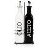 cecaro group Set Oliera e Acetiera 500 ml in Vetro con Supporto in Metallo- Set olio e aceto da 500 ml con Beccuccio,Distributore di aceto e olio
