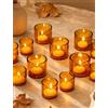 Romadedi Portacandele in vetro ambrato, set da 12 pezzi, decorazione | Spessore della parete extra spesso 3 mm, 4,6 x 4 cm/5,7 x 5 cm, portacandele per candele votive, decorazione autunnale da