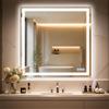 BEAUTYPEAK Specchio da bagno con illuminazione, 90 x 90 cm, specchio da | Specchio da bagno a LED con 3 colori di luce, controllo touch e funzione anti-appannamento, per bagno e camera da letto