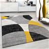 VIMODA Tappeto con motivi geometrici, a cerchi, mélange, in bianco, nero e giallo, dimensioni 60 x 110 cm