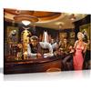 Panther Print Stampa artistica su tela con Marilyn Monroe, Elvis Presley e James Dean in un bar, Pop Art, Hollywood, Parete, 61x41 cm (26x14 pollici)