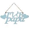 GOLDEN HILL Targa in Legno 'Ti Voglio Bene Papa', colore Azzurro, con Cuori, da Appendere, 30x29 cm, 614869A, festa del papà, compleanno papà