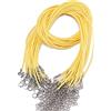 GIVBRO Cordini Cerati per Collana con Moschettone, Giallo, 20 pz | Diametro 1,5 mm, lunghezza 45 cm più catena di estensione da 5 cm, per pendenti, perline, bracciali e cavigliere