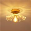 Toolight Plafoniere da Soffitto Vintage, Lampada da Soffitto Creativa a Forma di Fiore, E27 Plafoniera in Vetro Trasparente Oro per Corridoio Camera da Letto Soggiorno Balcone, 28CM