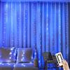 YUANYUYING Tenda luminosa solare, 3 m x 3 m, 300 luci a cascata per esterni a LED con telecomando e timer, 8 modalità, tagliabile, IP65 impermeabile per giardino, gazebo (blu)