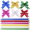 YAAVAAW 18mm Glitter Fiocco Regalo Natale,60 Pezzi Fiocchi per Imballaggio Coccarda con Nastro,Fiocchi Decorazione Riutilizzabili Pull Bow Decorazioni Feste di Matrimonio Natale Compleanno Fioristi Auto