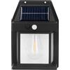 Mediawave Store - Lampada Ricarica Solare a Parete Esterno, BK-888, Luce Calda, Sensore di Movimento, Luce per Campeggio, Terrazzo, Giardino, Lampada Ricarica Solare (17x12x6, Nero)