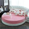 KXCAQ Lenzuolo con angoli rotondo corallo Copriletto rotondo in velluto di cristallo per letto Copriletto trapuntato imbottito in pile di corallo Materasso rotondo2.2M rosa
