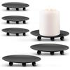 Csuntikulo Set di 6 Portacandele Neri in Metallo - 3 da Ø6,8 cm + 3 da Ø9 cm | Per Candele a Colonna e LED, Decorazione per Casa, Decorazione per Tavolo, Decorazione per Natale e Matrimonio