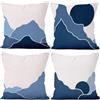 Aoihrraan Montagna Fodere per Cuscini Astratto Blu Beige Sole Luna Boho Paesaggio Giapponese Peluche Corto Copricuscini per Camera Letto Divano Poltrona Casa Interni Decorazioni 45x45cm Set di 4