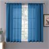 Tollpiz Tende trasparenti per soggiorno, in lino, con tasca per bastone, per camera da letto, 96,5 x 160 cm di lunghezza, blu classico, set di 2 pannelli