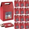 GORGECRAFT 24pz Sacchetti di Carta Kraft con Finestra Piccolo Rosso Scuro Stand Up Sacchetto Regalo con Manici per Caramelle Biscotti Imballaggio Regalo Conservazione Festival Matrimonio Festa
