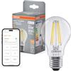 OSRAM Lampada LED SMART+ A60 6W E27 Lampadina trasparente a filamento | SMART+ MATTER Filament Dimmable Classic, LED Lamps, Chiaro, 15000 h, confezione da 1
