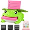 Explcior Animal Desk Organizer & Note Holder, Sticky Note Dispenser with Pen Rest, Reminder Card Slot and 3 Reusable Stencils, Cute 3D Printed Office Desk Accessory for Home School(Frog)